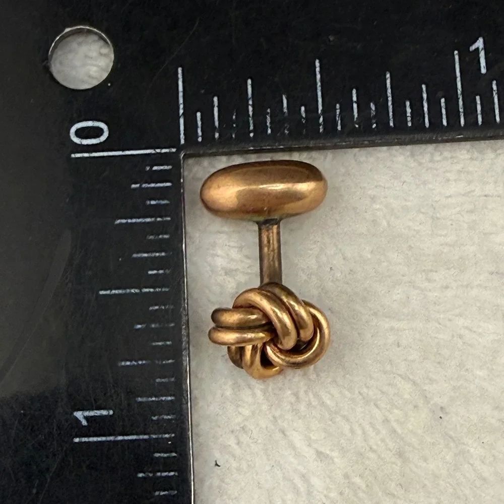 Vintage Love Knot Cufflinks Rose Gold Tone Textured Double Sided READ